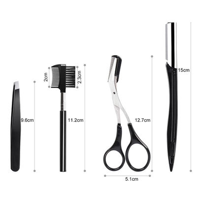 Scissors Knives Comb Tweezers 55G 4 In 1 Eyebrow Trimming Tools